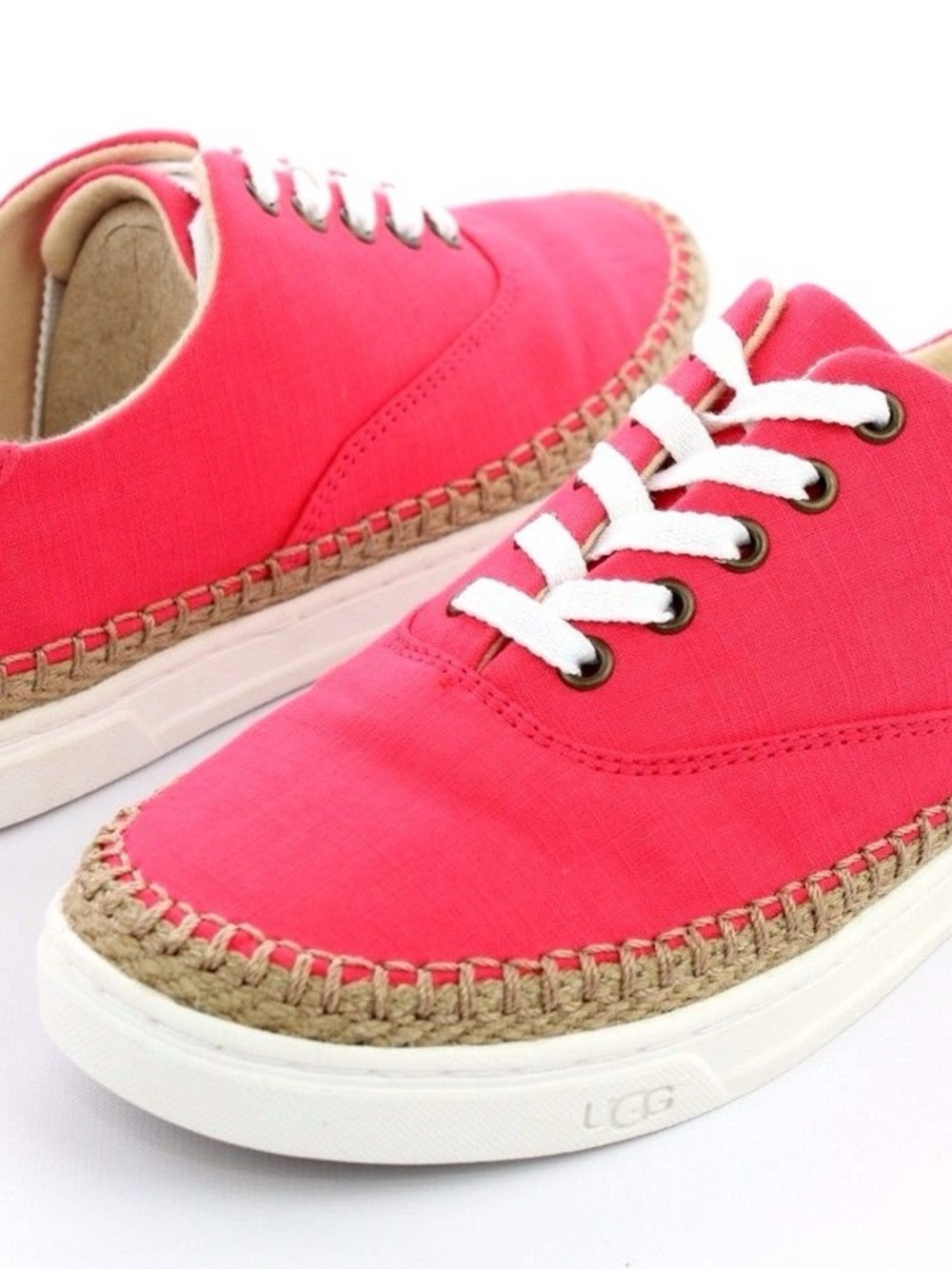 UGG Coral Pink Espadrille Lace-Up Sneakers